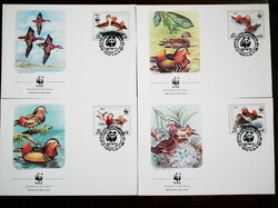 1987. North Korea - wwf - mandarin ducks / mandarin ducks stamp set of 4 pieces on fdc