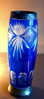 Biedermeier cobalt blue crystal vase negotiable