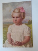 D198477 old postcard - little girl - carl priem -evchen - arad 1917