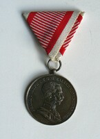 József Ferenc large silver valor, original award, with high-quality replacement silk ribbon