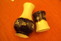 ZSOLNAY porcelán Pompadúr II.váza és fogvájó tartó Sidó N. részére.