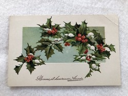 Antik dombornyomott litho Karácsonyi képeslap                 -7.