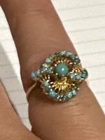 14 Kr gold ring decorated with turquoise for sale! Price: 69,000.-