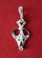 Marked silver pendant / pendant decorated with marcasite