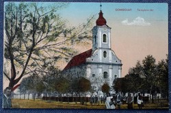 Dombóvár - church square litho postcard railway sheet edition bp ~1920