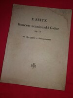 F.Seitz: G -dur hangverseny hegedűre és zongorára lengyel nyelvű tankönyv UTOLJÁRA HIRDETEM !!
