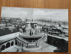 Régi képeslap,Budapest, Halász bástya, háttérben az Országháza, postatiszta