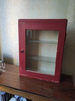 Sanitary wall cabinet, glazed lockable retro storage from the 50s and years.