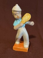 Art deco kerámia Komlós teniszező fiú