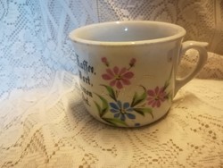 Nagy méretű, vastag falú porcelán bögre, német felírattal