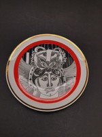 Szász Endre Hollóházi porcelán falitányér, 15,8 cm, (JH)
