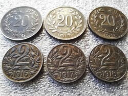 Austria 2 and 20 heller 1916 - 1917 - 1918 series