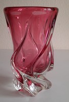 Vintage Czech blown glass vase, josef hospodka, cribská glass factory