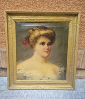 Art Nouveau female portrait painting