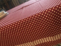 Tablecloth red and white polka dot and striped tablecloth