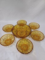 Amber glass compote set