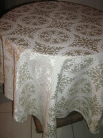 Beautiful cream colored elegant bright golden yellow patterned silk tablecloth