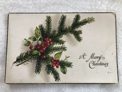 Antique, old litho Christmas card -7.