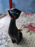 Ritka art deco Hollóházi fekete macska