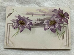 Antique, old litho postcard with long address - post clean -7.