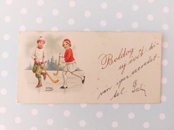 Régi mini képeslap 1936 újévi üdvözlőkártya