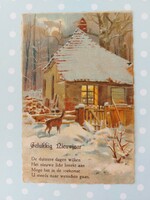Old New Year's postcard postcard deer snowy landscape