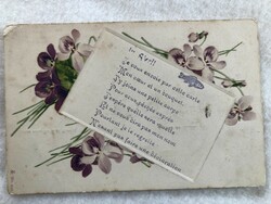 Antique, old litho postcard - verse - 1905 -7.