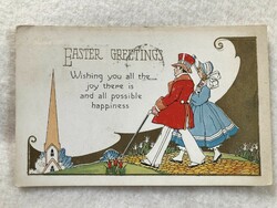 Antik, régi dombornyomott, aranyozott Húsvéti képeslap                                         -7.