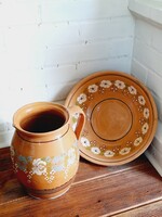 Mezőtúr large ceramic bowl and jug, 2 in one (jh)