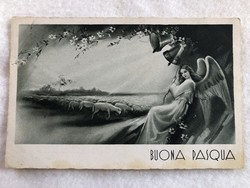 Antik, régi grafikus Húsvéti képeslap             -7.