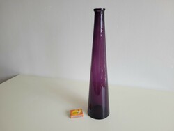 Nagy méretű 43,5 cm es lila üvegváza váza modern üveg palack dekoráció díszüveg