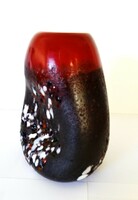Murano-i, fat lava stílusú, művészi, többrétegű üvegváza, súlyos darab, RITKASÁG