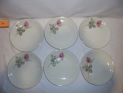 Retro Alföldi porcelán rózsás süteményes tányér készlet