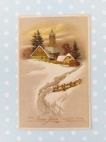 Old postcard 1939 Christmas postcard snowy landscape