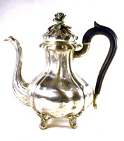 Around 1880 Neo-baroque silver jug with rose handle!
