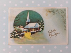 Old postcard Christmas postcard snowy landscape church