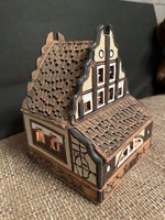 Ceramic house, candle holder, handmade in Lithuania. 18 cm high, very beautiful, flawless piece.