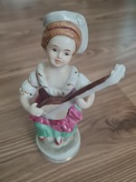 Cdc handmade rococo 1720-1780 porcelain girl with a lute