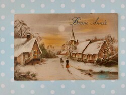 Old New Year postcard postcard snowy landscape church