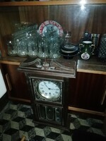 Antique wooden wall clock in need of cleaning, 56 cm high