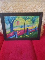 The painting is sold with a frame