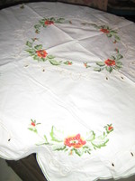 Beautiful vintage sewn floral machine embroidered tablecloth