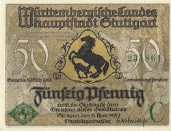 50 Pfennig 1921 Stuttgart unc 