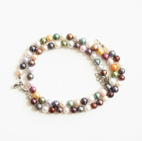 Multicolor pearl necklace and bracelet - colorful pearl necklace