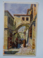 Régi postatiszta képeslap: Jerusalem - Via Crucis - kiadja a Szentföld Biztosi Hivatala