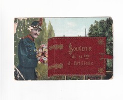 Katonai emlék  üdvözlő kinyitható képeslap-leporello 1900, postatiszta