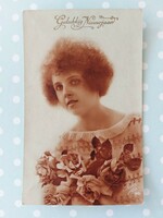 Old postcard female photo postcard