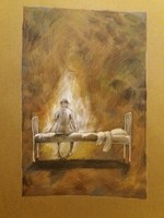 Suggestive oil pastel picture: lonely awakening according to pictures, size a/4