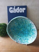 István Gádor ceramic wall plate. Turquoise