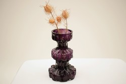 Mid century ingrid glass purple glass vase / retro vase